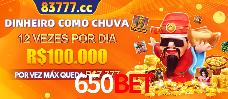 Banner do programa de recompensas Recomende para amigos do 650BET, detalhando os bônus por convidar amigos, com prêmios que chegam a R$288.888.