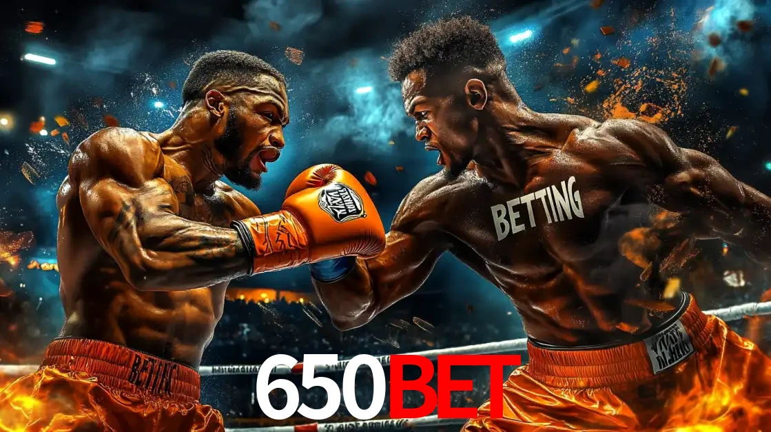 Dois boxeadores em uma luta intensa e explosiva, representando a adrenalina e as oportunidades de apostas em esportes de combate disponíveis na plataforma 650BET.