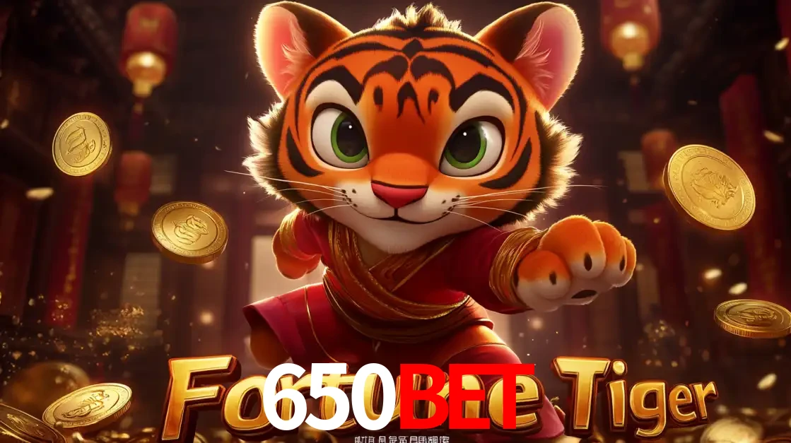 O carismático mascote do jogo de slot Fortune Tiger, um tigre fofo em pose de artes marciais, pronto para trazer sorte e multiplicadores de ganhos no cassino online 650BET.