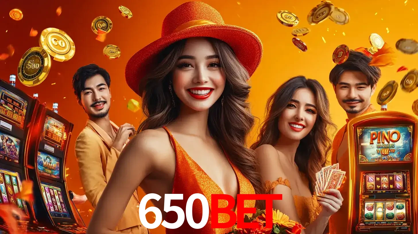 Grupo de amigos asiáticos sorrindo e se divertindo com máquinas de caça-níqueis em um ambiente festivo, celebrando suas vitórias nos jogos de cassino do 650BET.
